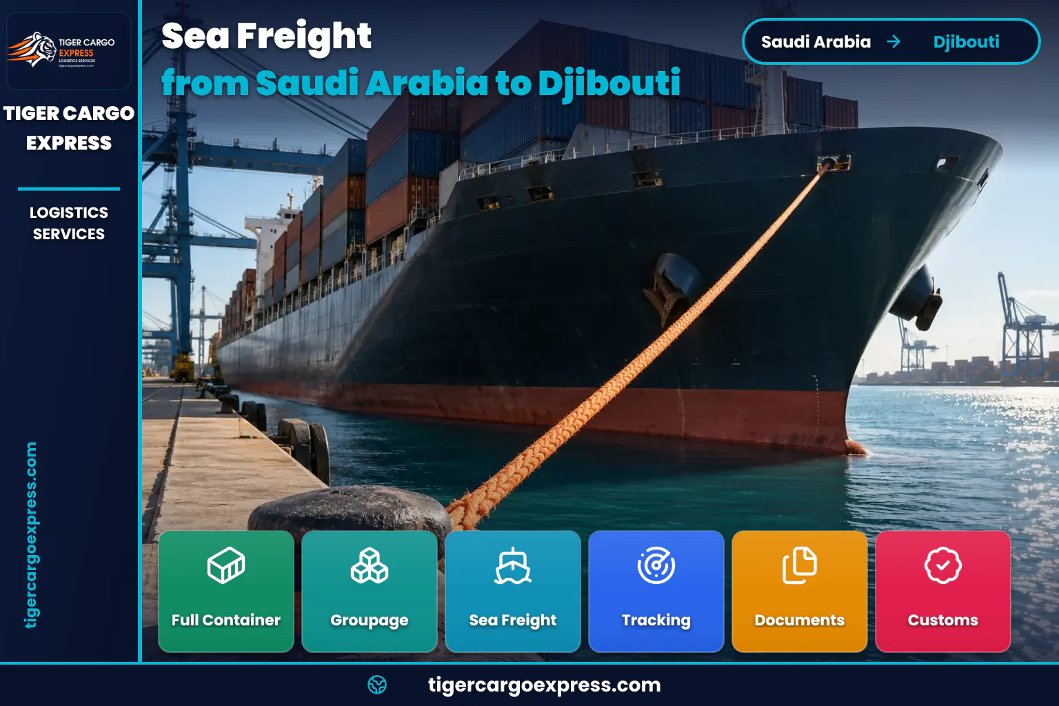 Sea freight from Saudi Arabia to the Port of Djibouti on the Red Sea