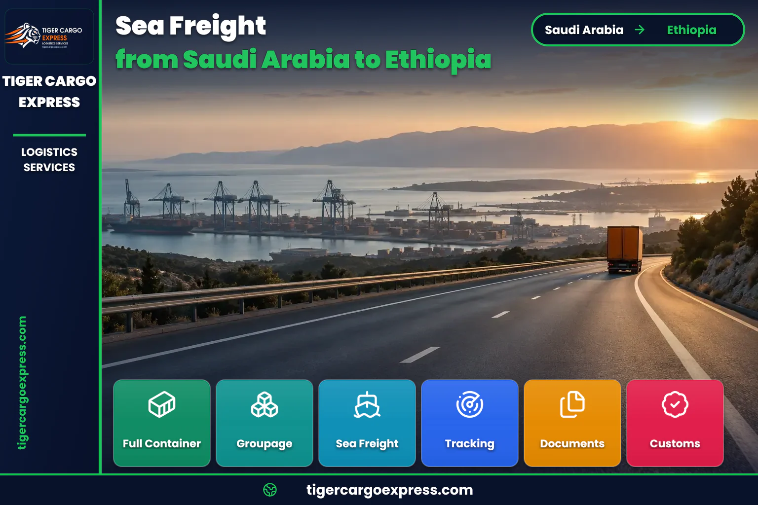 The shipping corridor from a Red Sea port to the Ethiopian highlands