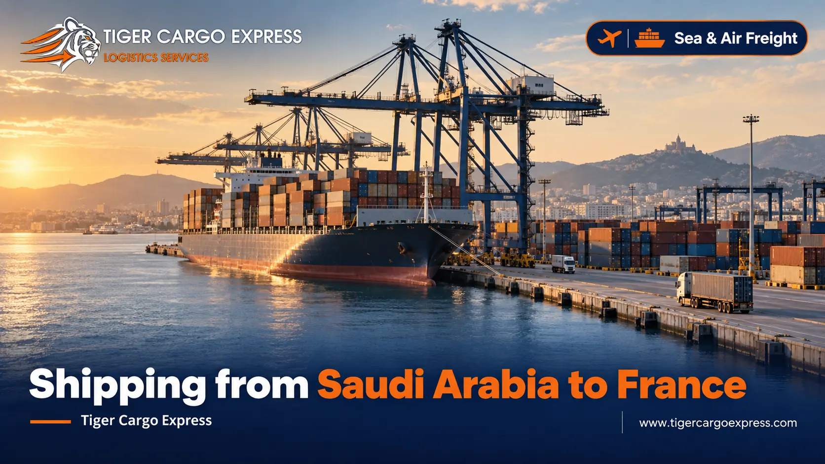 The sea route from Saudi Arabia to France via Suez and the Mediterranean