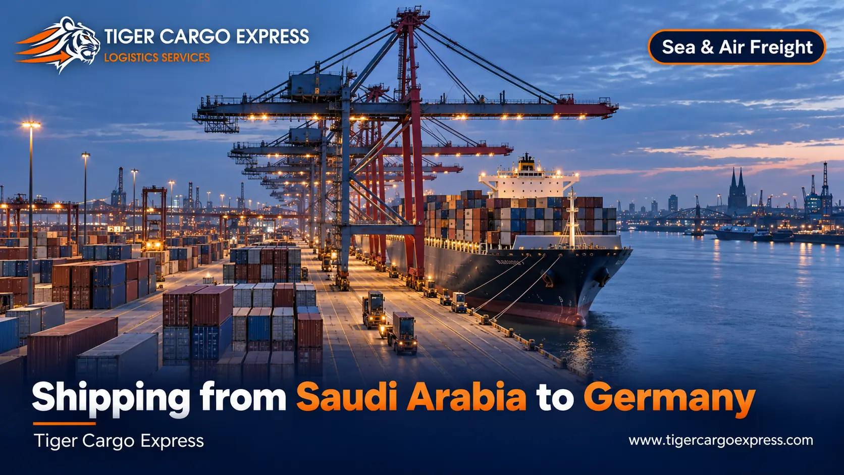The sea route from Saudi Arabia to Germany via Suez and the North Sea