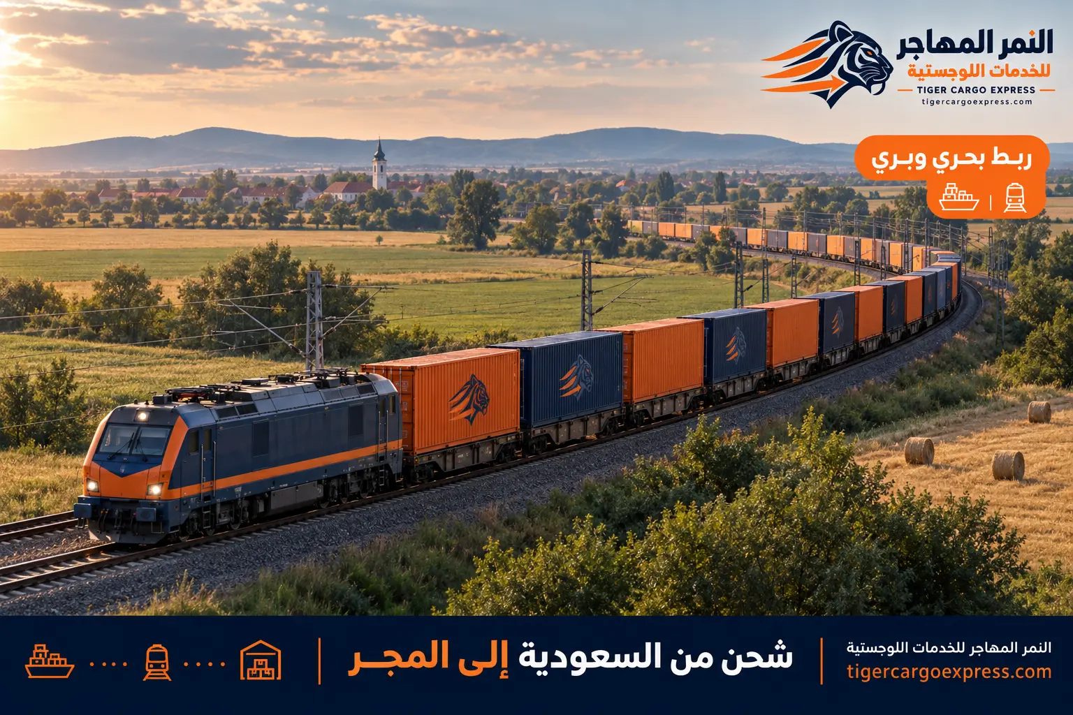 قطار حاويات يعبر السهل المجري قادماً من موانئ الأدرياتيك