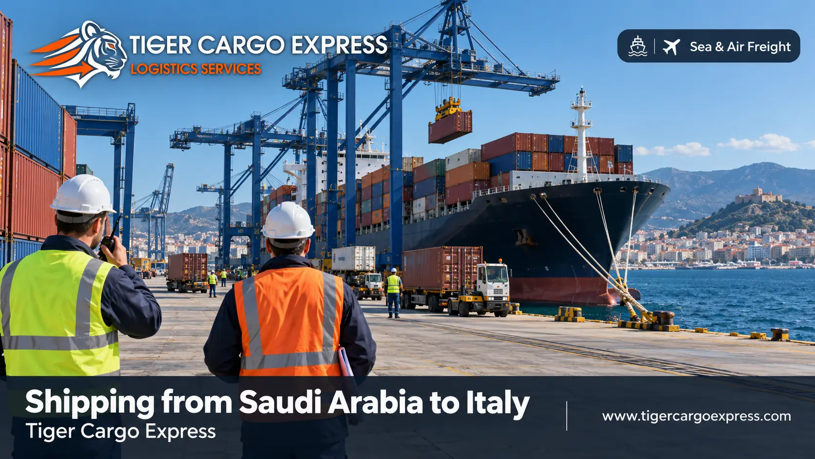 The sea route from Saudi Arabia to Italy via Suez and the Mediterranean