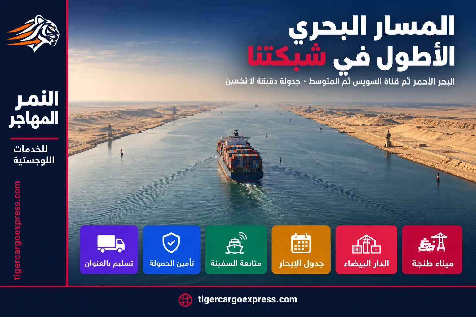 المسار البحري من السعودية إلى المغرب عبر قناة السويس والمتوسط