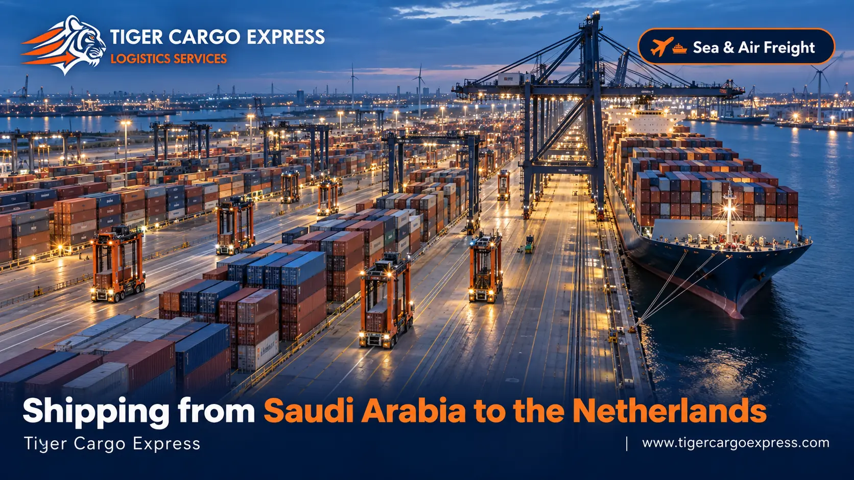 The sea route from Saudi Arabia to the Netherlands via Suez and the North Sea