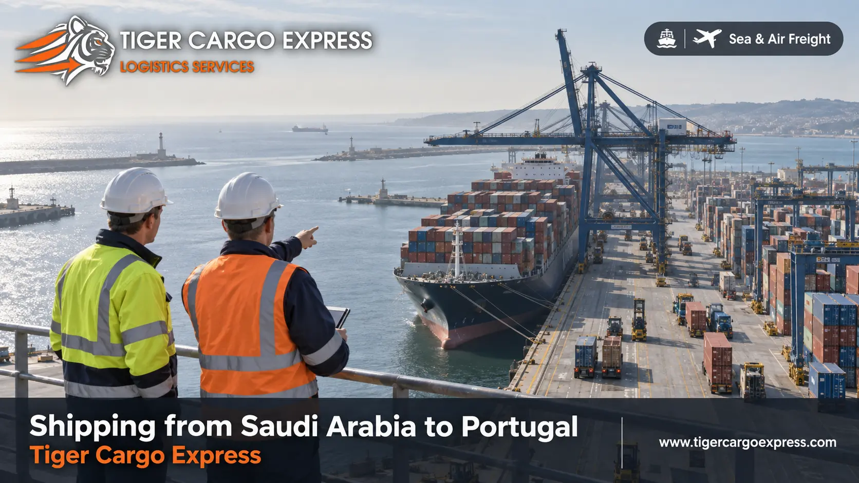 The sea route from Saudi Arabia to Portugal via Suez, the Mediterranean and the Atlantic