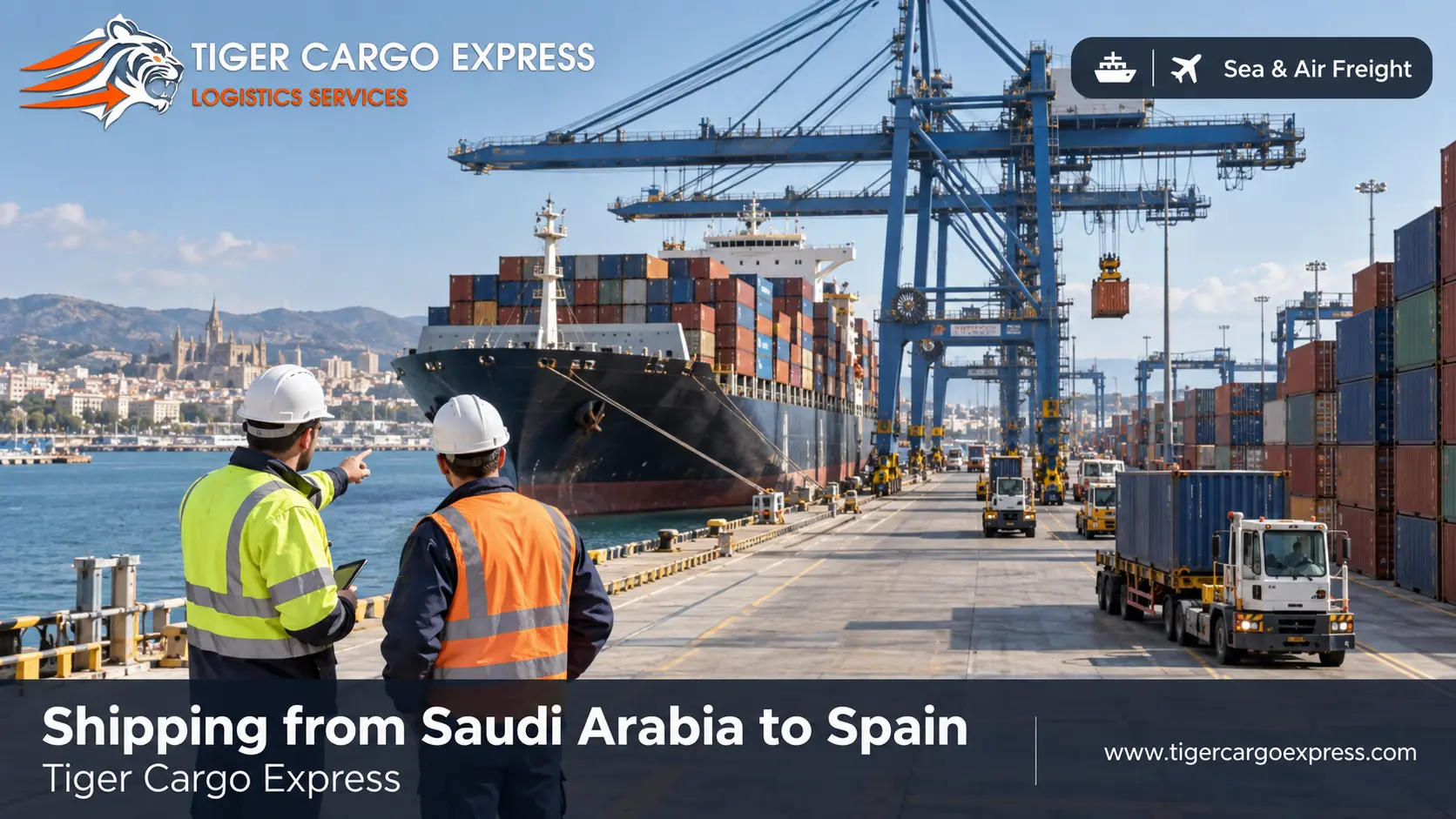 The sea route from Saudi Arabia to Spain via Suez and the Mediterranean
