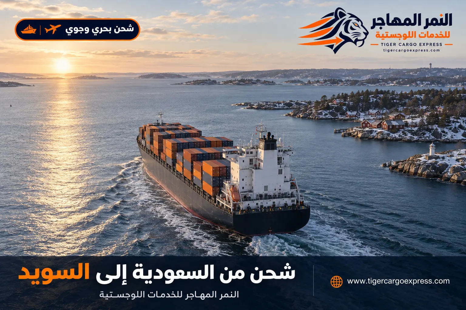 المسار البحري من السعودية إلى السويد عبر السويس وبحر الشمال إلى جوتنبرج