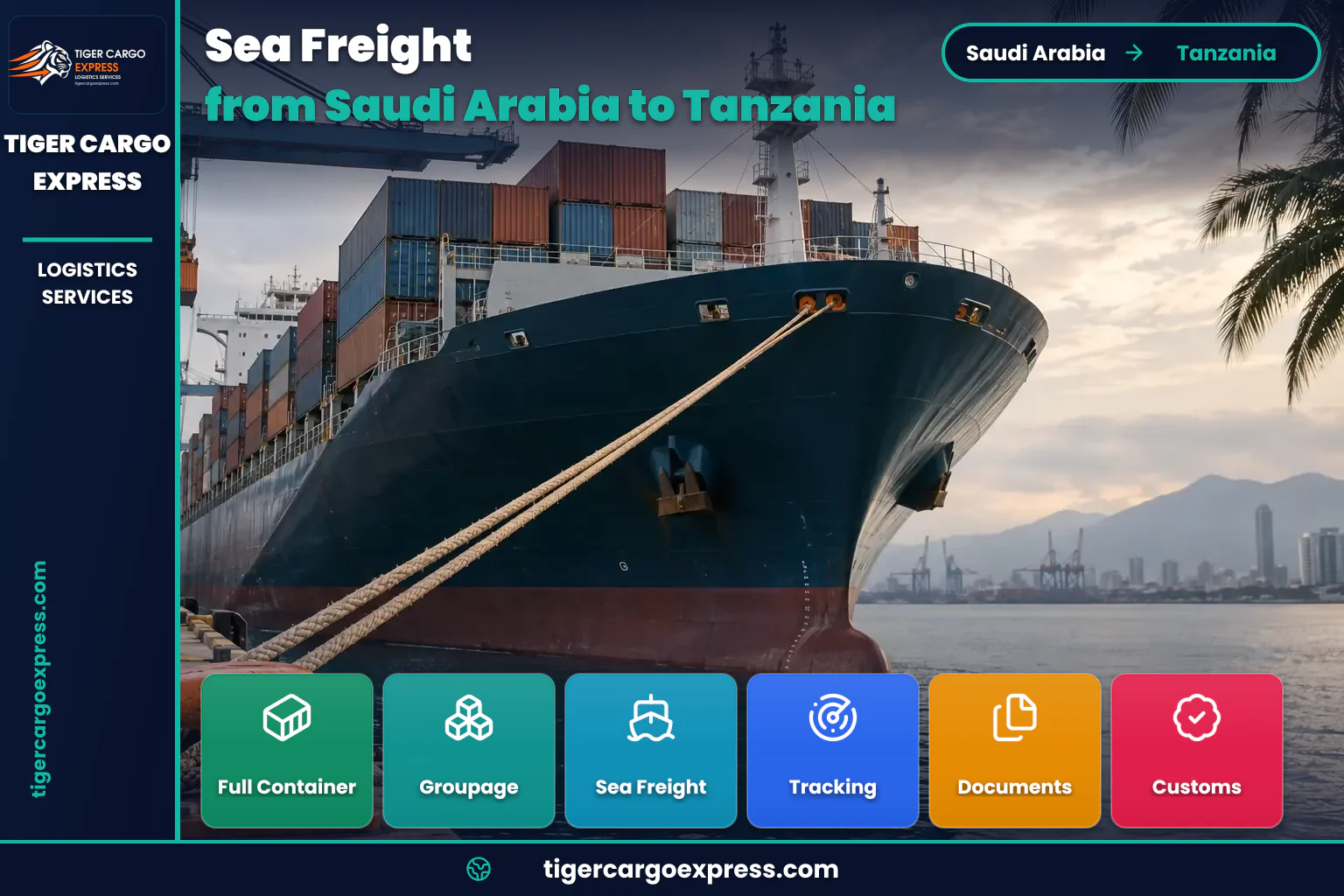 Sea freight from Saudi Arabia to the port of Dar es Salaam in Tanzania