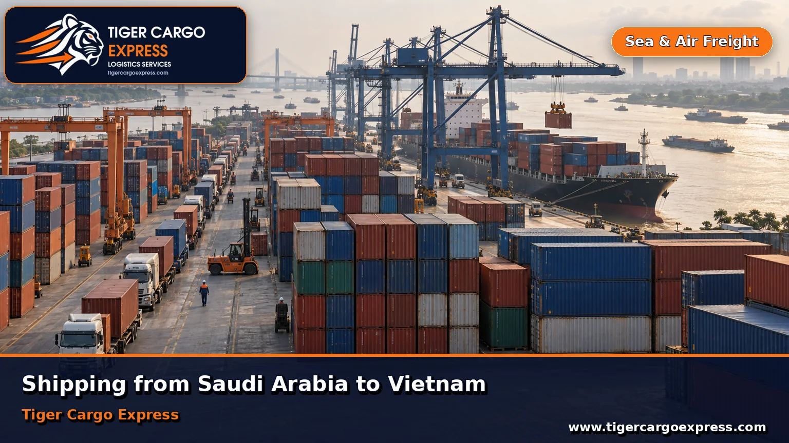 Congestion at Cat Lai port in Ho Chi Minh City with tightly stacked containers and truck queues