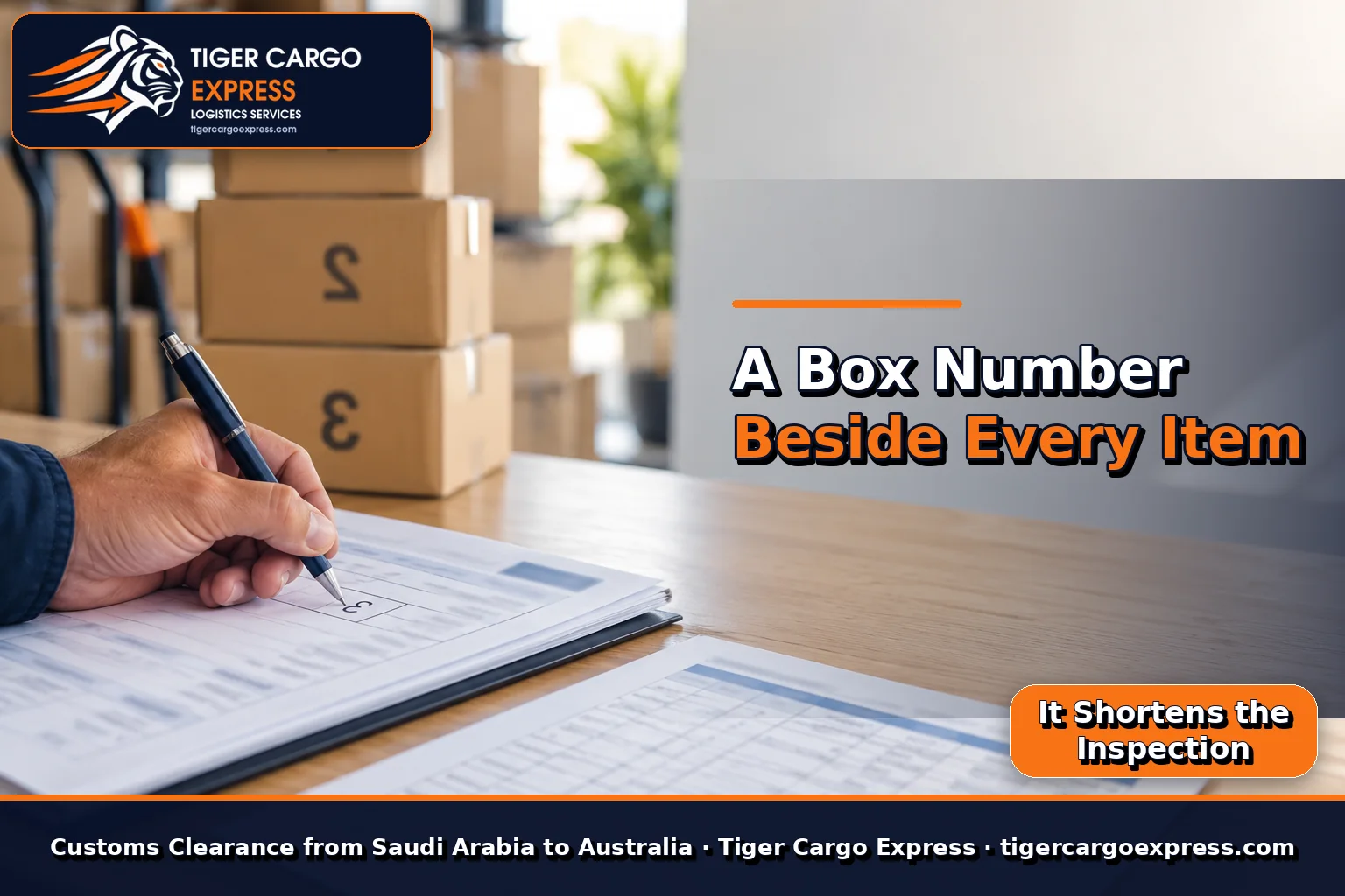 The unaccompanied effects statement with a box number written beside each risk item