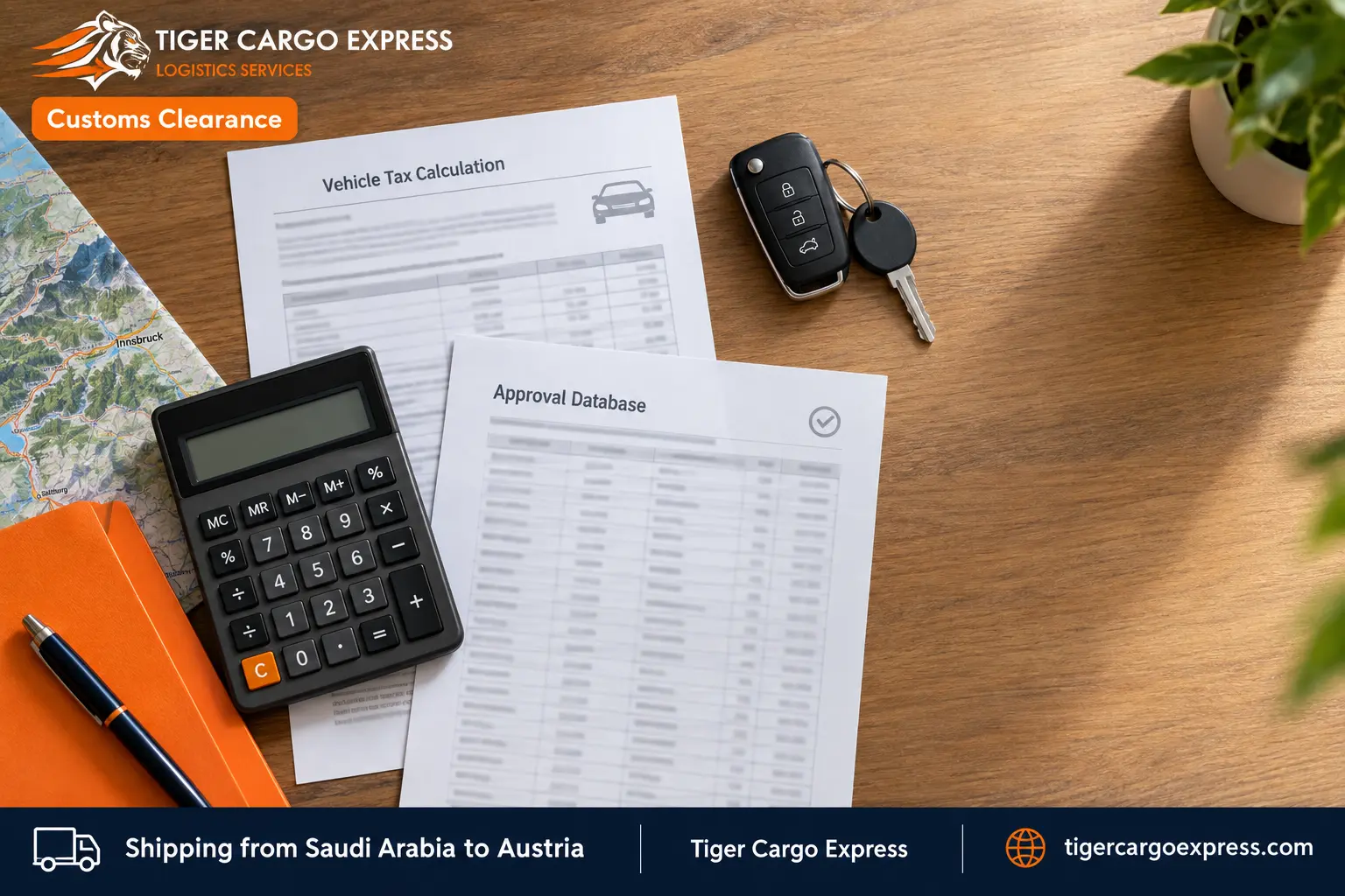 Documents required for shipping from Saudi Arabia to Austria and the vehicle tax return