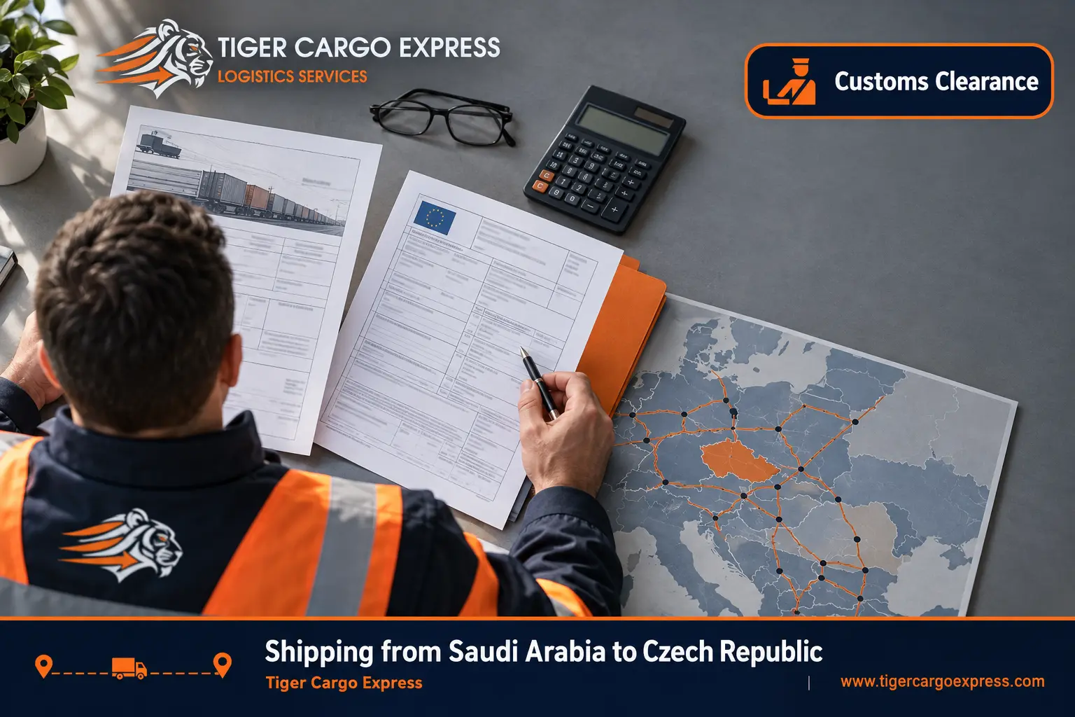 Documents required for shipping from Saudi Arabia to Czechia and the customs transit document
