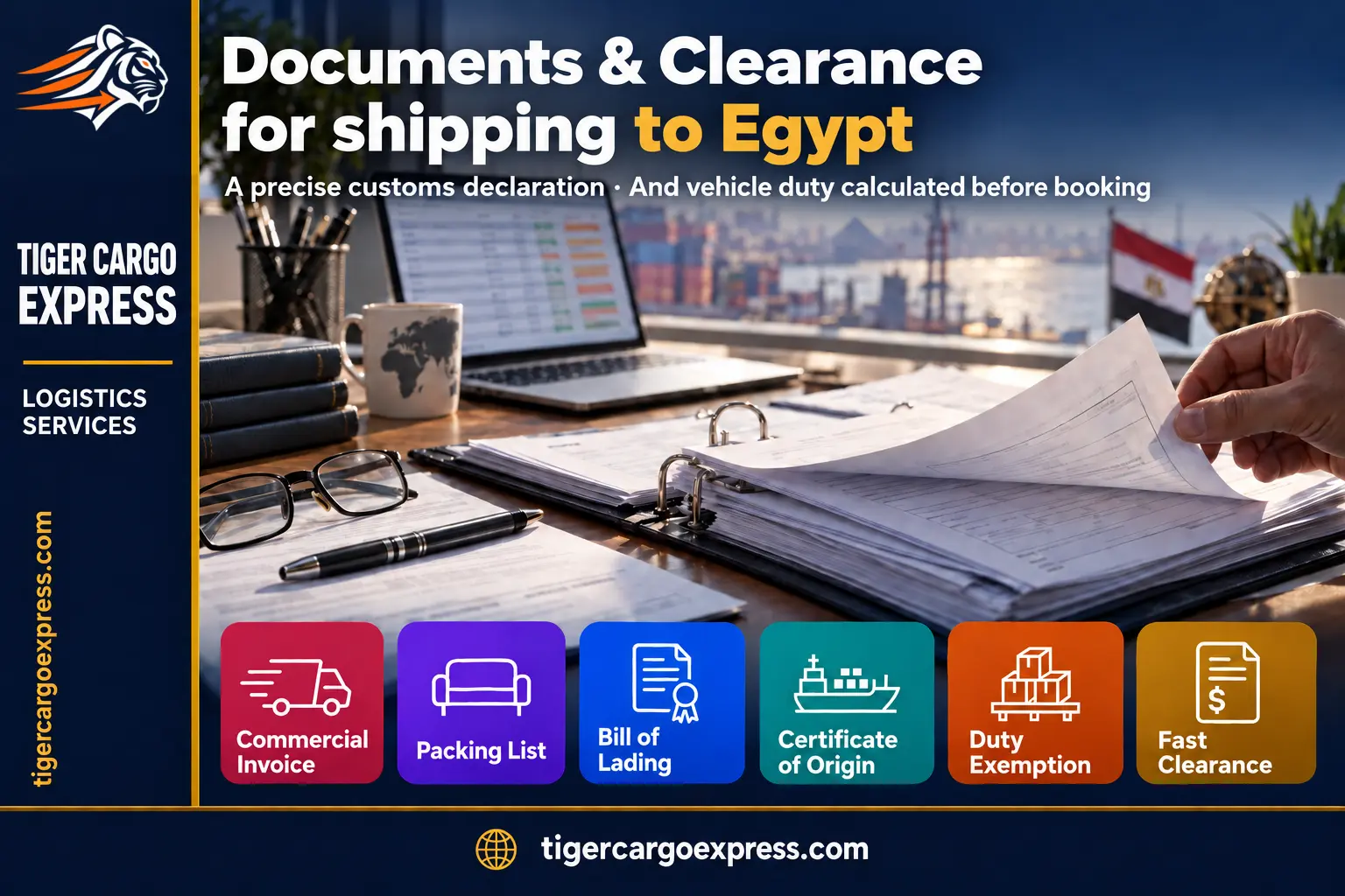 Documents required for shipping from Saudi Arabia to Egypt and customs clearance