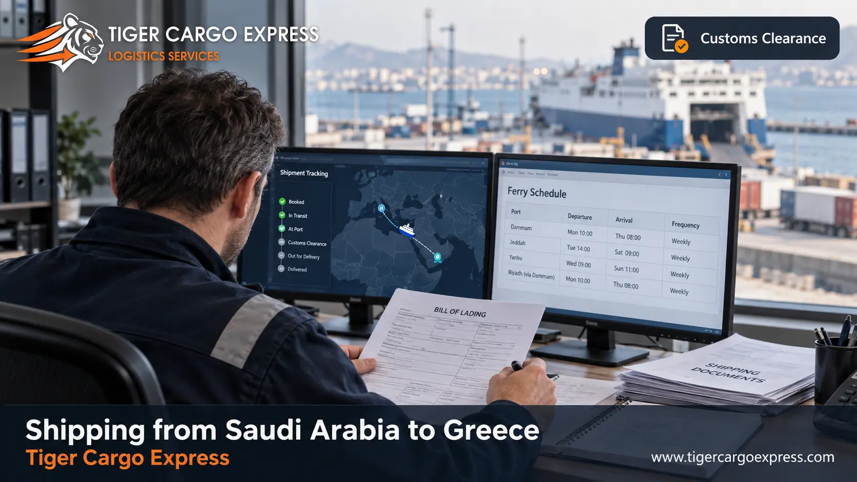 Documents required for shipping from Saudi Arabia to Greece and clearance at Piraeus