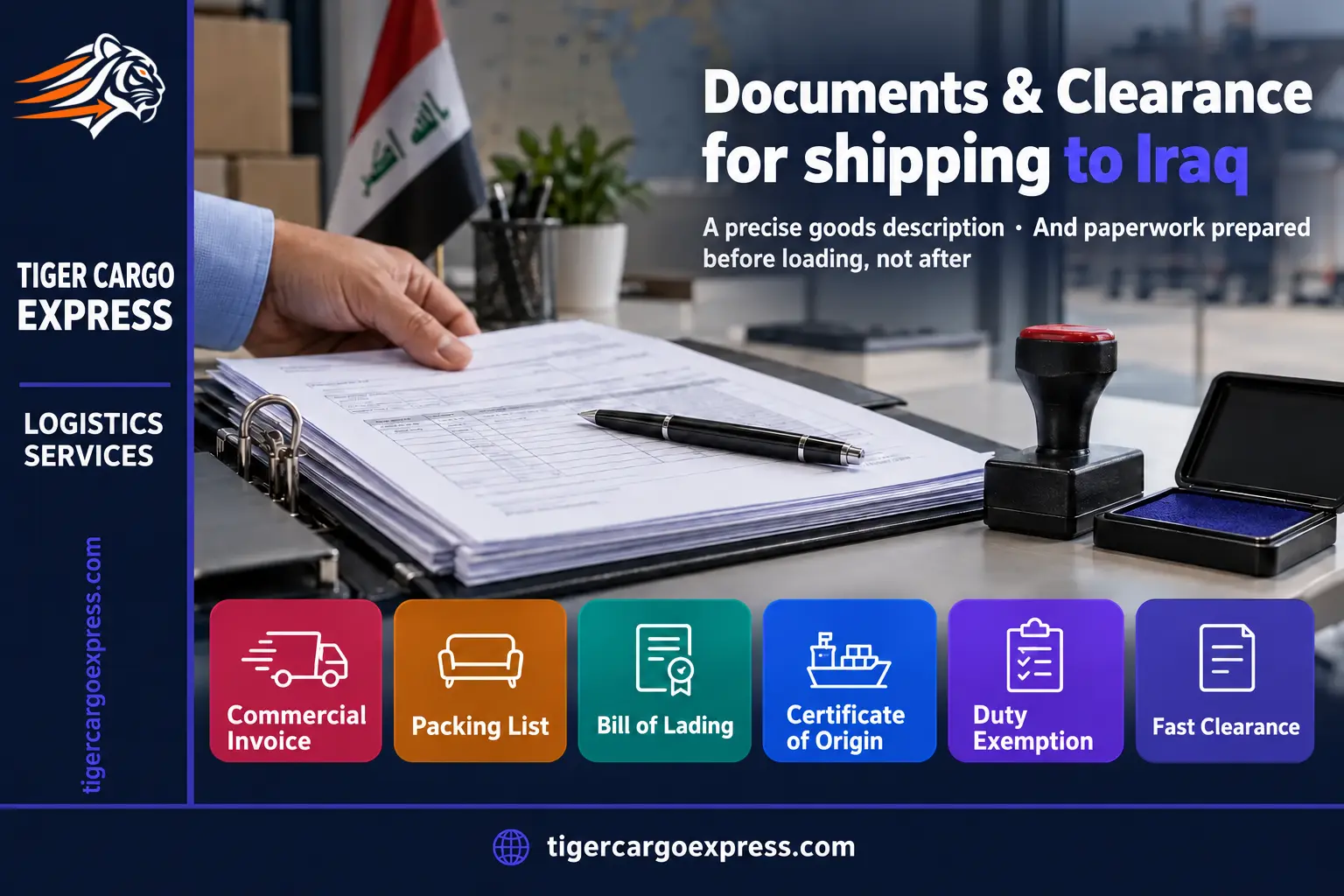 Documents required for shipping from Saudi Arabia to Iraq and customs clearance