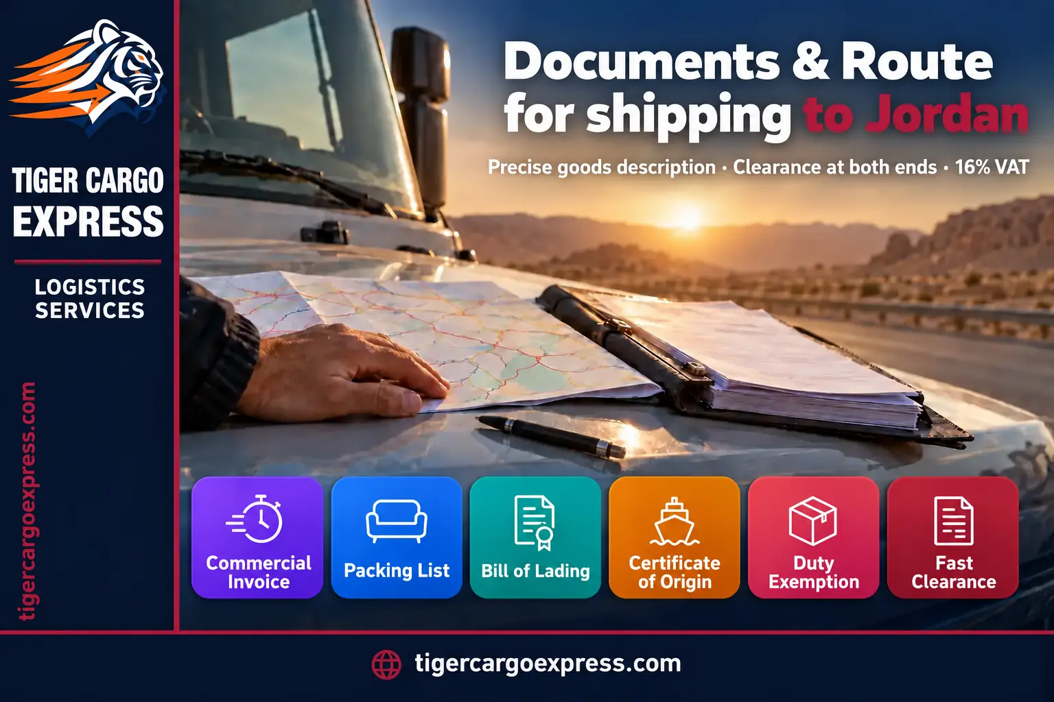 Documents required for shipping from Saudi Arabia to Jordan and customs clearance