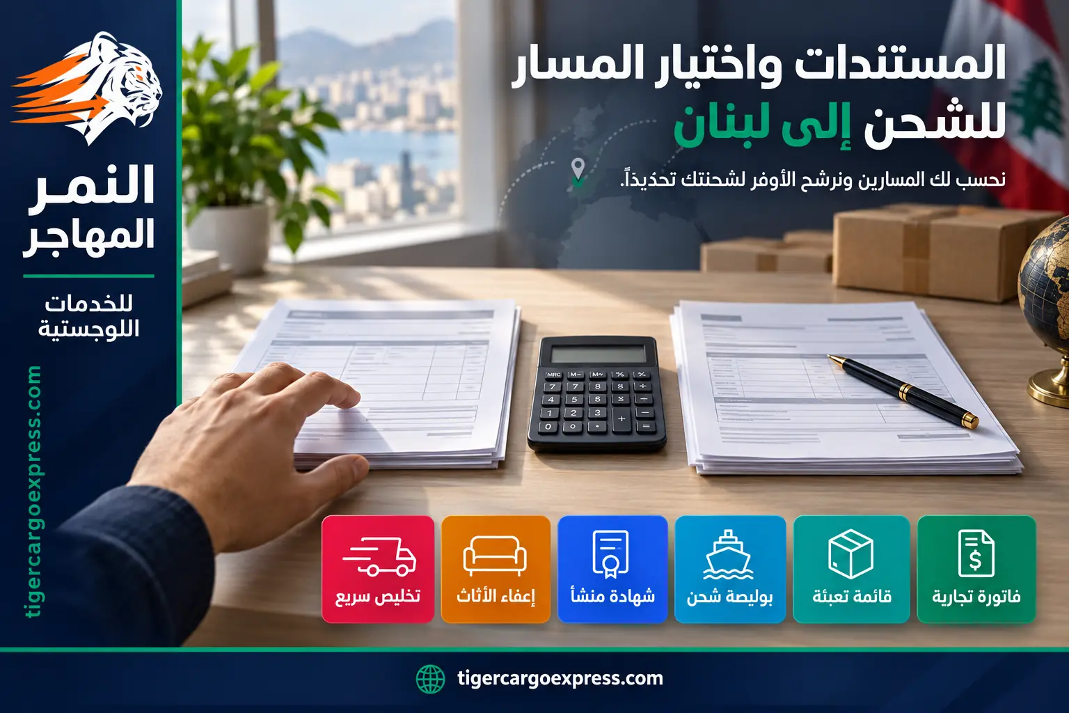 المستندات المطلوبة للشحن من السعودية إلى لبنان واختيار المسار
