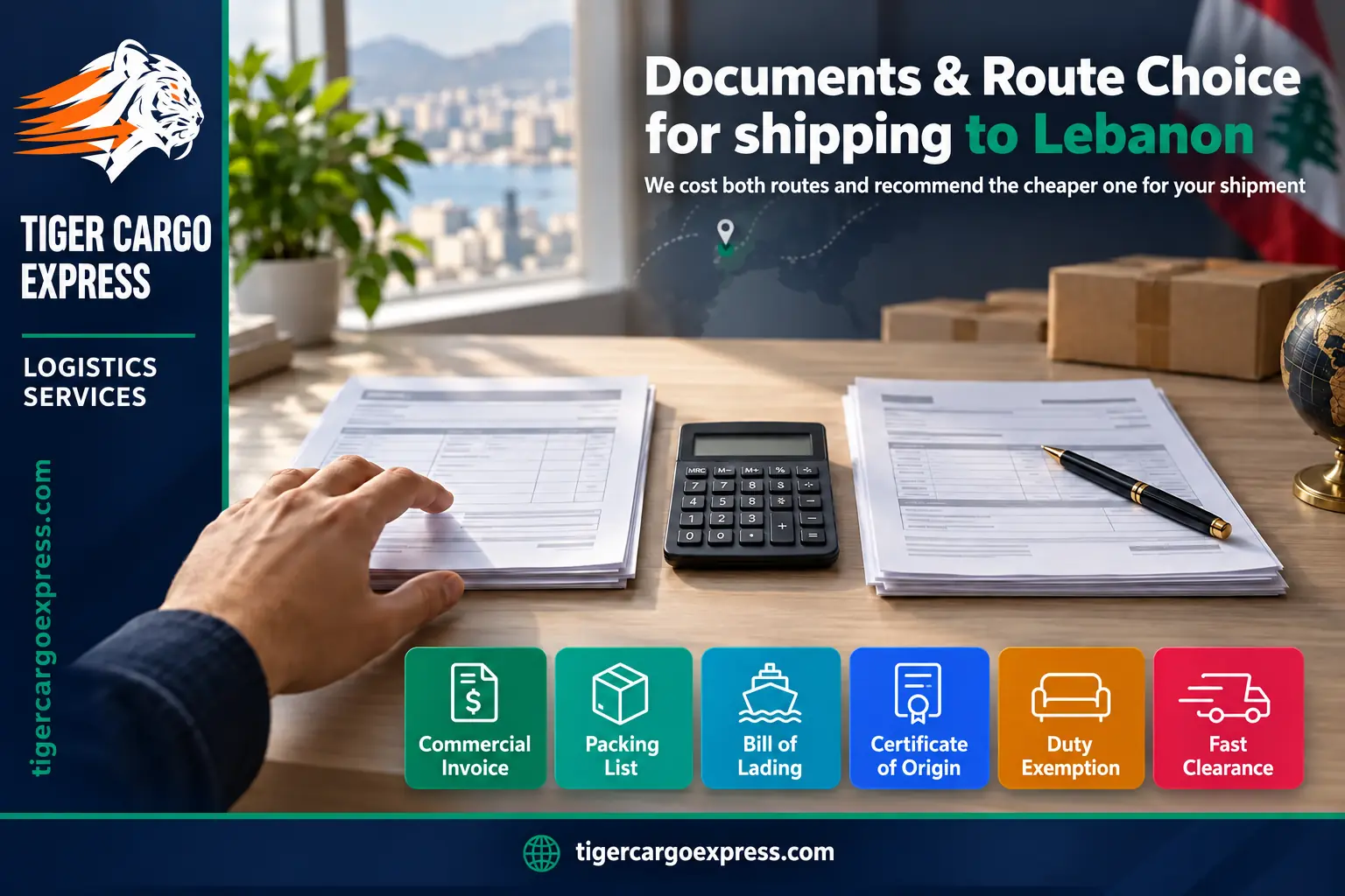 Documents required for shipping from Saudi Arabia to Lebanon and choosing the route