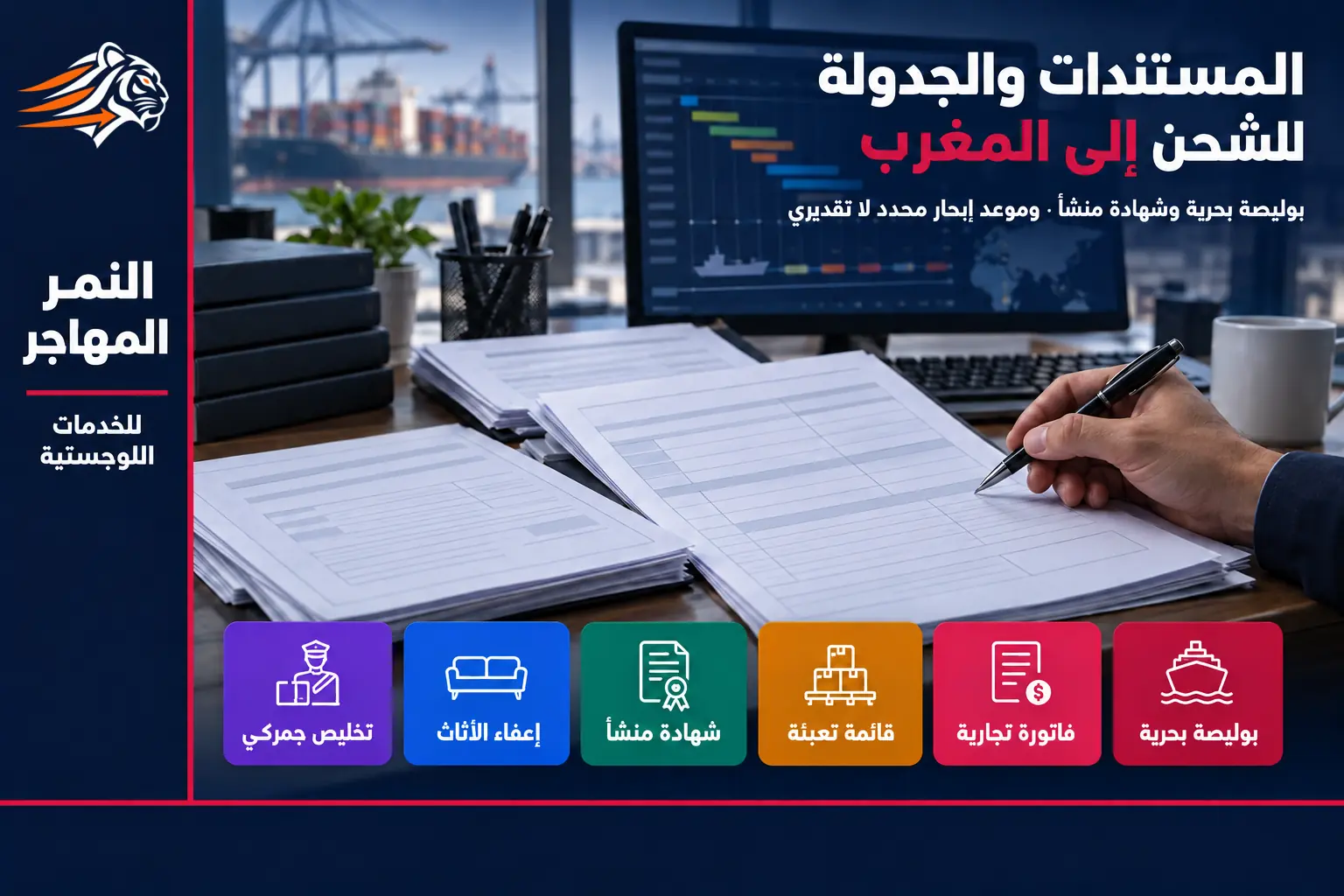 المستندات المطلوبة للشحن من السعودية إلى المغرب وجدولة الإبحار
