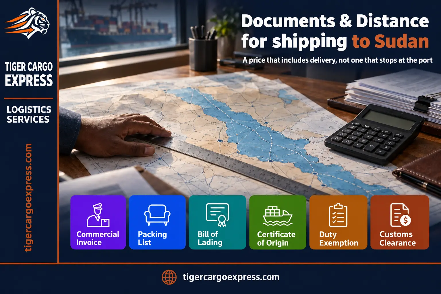 Documents required for shipping from Saudi Arabia to Sudan and costing the distance