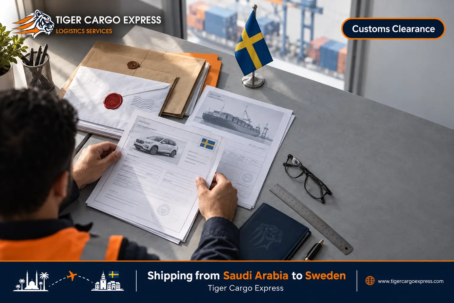 Documents required for shipping from Saudi Arabia to Sweden and the origin verification papers sent by post