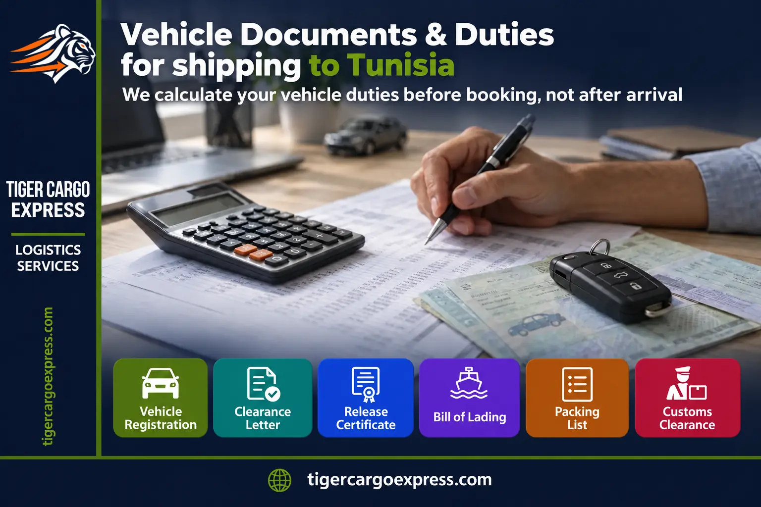 Documents required for shipping from Saudi Arabia to Tunisia and vehicle duty