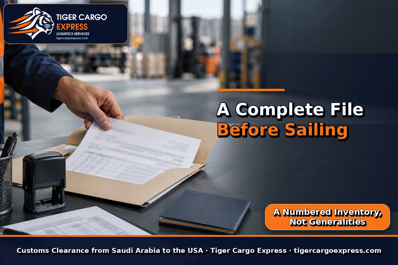 Customs relief form and numbered inventory for shipping from Saudi Arabia to the USA
