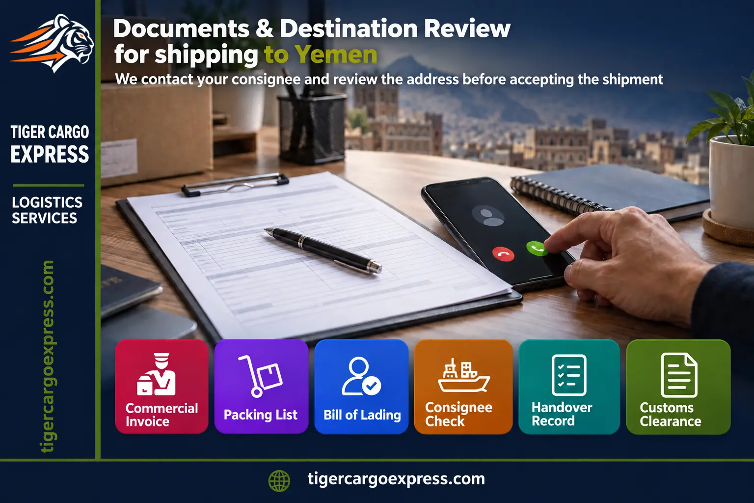 Documents and destination review for shipping from Saudi Arabia to Yemen