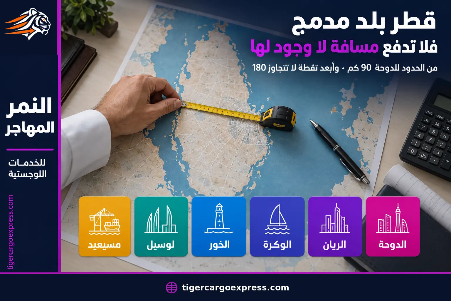 المسافة الداخلية في قطر — من أبو سمرة إلى الدوحة تسعون كيلومتراً