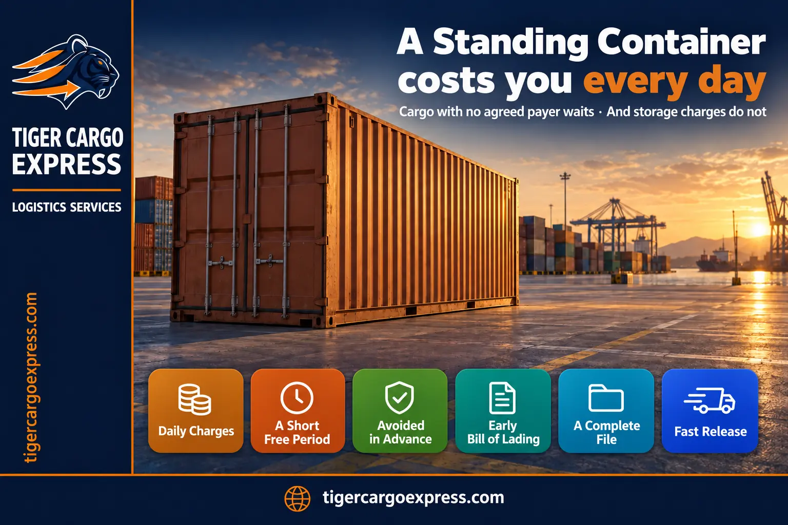 A container standing at the port costs you every day
